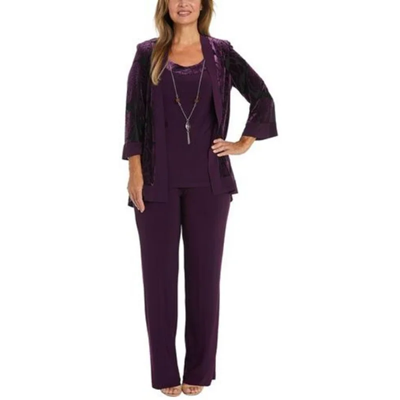 R&M Richards Womens Plus Knit Pull On Dress Pants Classic Cropped Pants