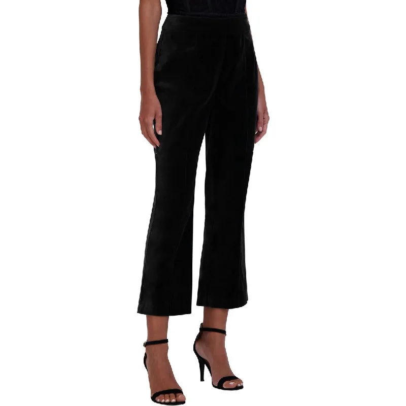 BCBGMAXAZRIA Womens Velvet Side Zip Flared Pants Soft Stretch Trousers
