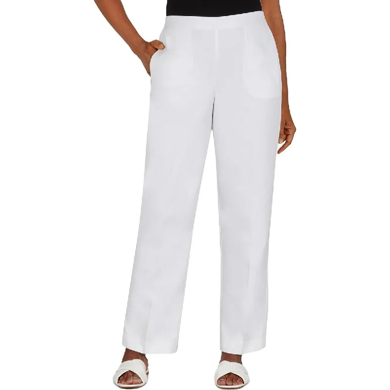 Alfred Dunner Womens Elastic Waistband Solid Wide Leg Pants Wide-Legged Palazzos
