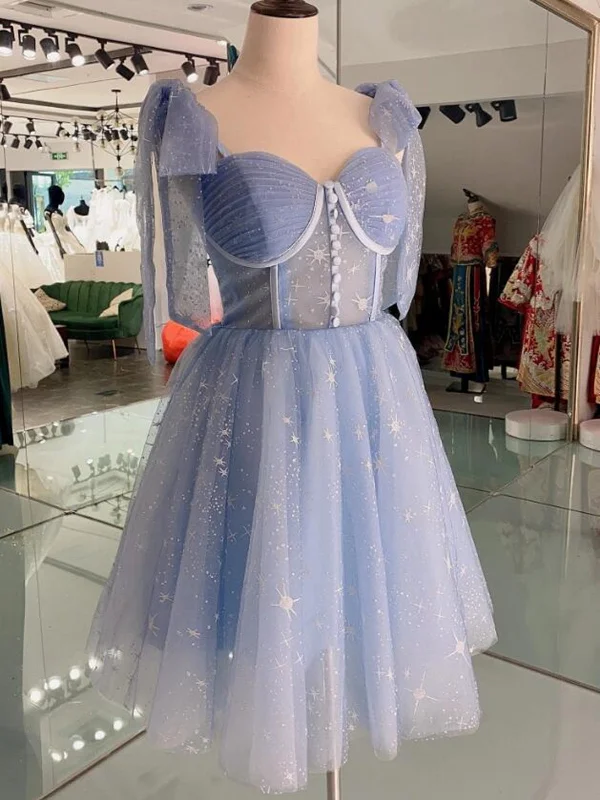 Shiny Short Blue Prom Dresses, Short Blue Formal Homecoming Dresses Tunics Satin smooth Shiny Short Blue Prom Dresses, Short Blue Formal Homecoming Dresses Tunics Satin smooth