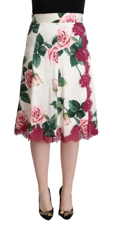 Dolce & Gabbana Elegant Floral A-Line Midi Skirt chiffon skirt airy