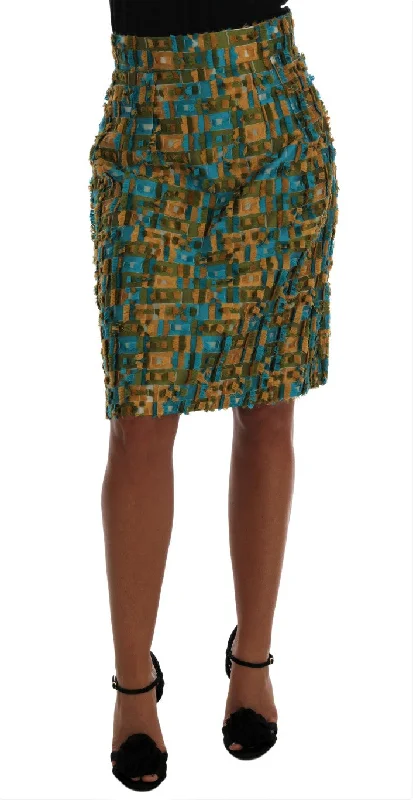 Dolce & Gabbana Elegant Green Jacquard High Waist Skirt summer skirt style
