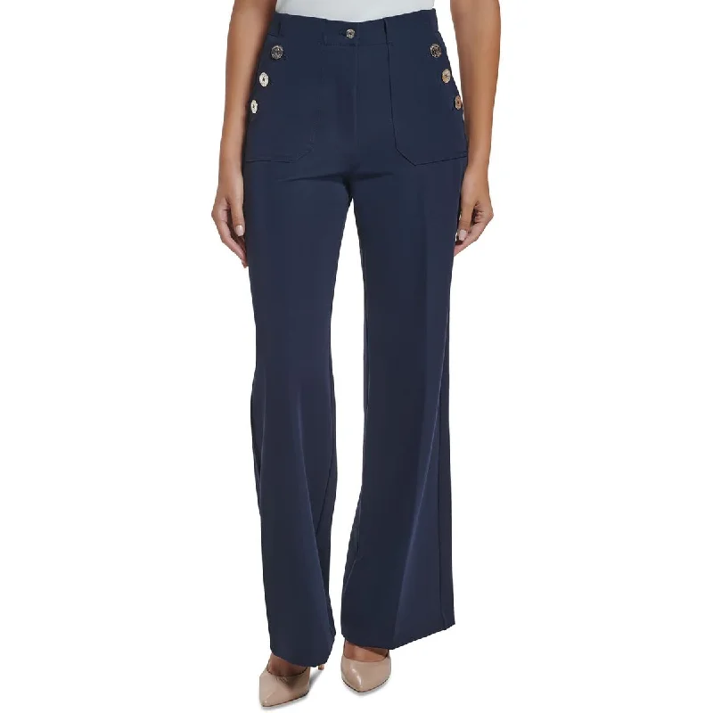 Tommy Hilfiger Womens Button Sailr Wide Leg Pants Relaxed Linen Pants