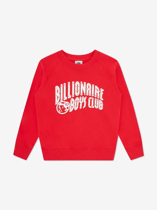 Billionaire Boys Club Kids Arch Logo Sweatshirt in Red Hoodie with Set-In Sleeves Structured Classic Billionaire Boys Club Kids Arch Logo Sweatshirt in Red Hoodie with Set-In Sleeves Structured Classic