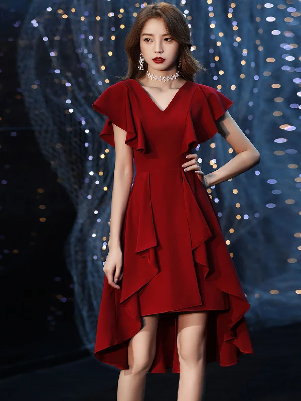 Simple V Neck Burgundy Short Prom Dresses, Burgundy Homecoming Dresses Tunics Top rated Simple V Neck Burgundy Short Prom Dresses, Burgundy Homecoming Dresses Tunics Top rated