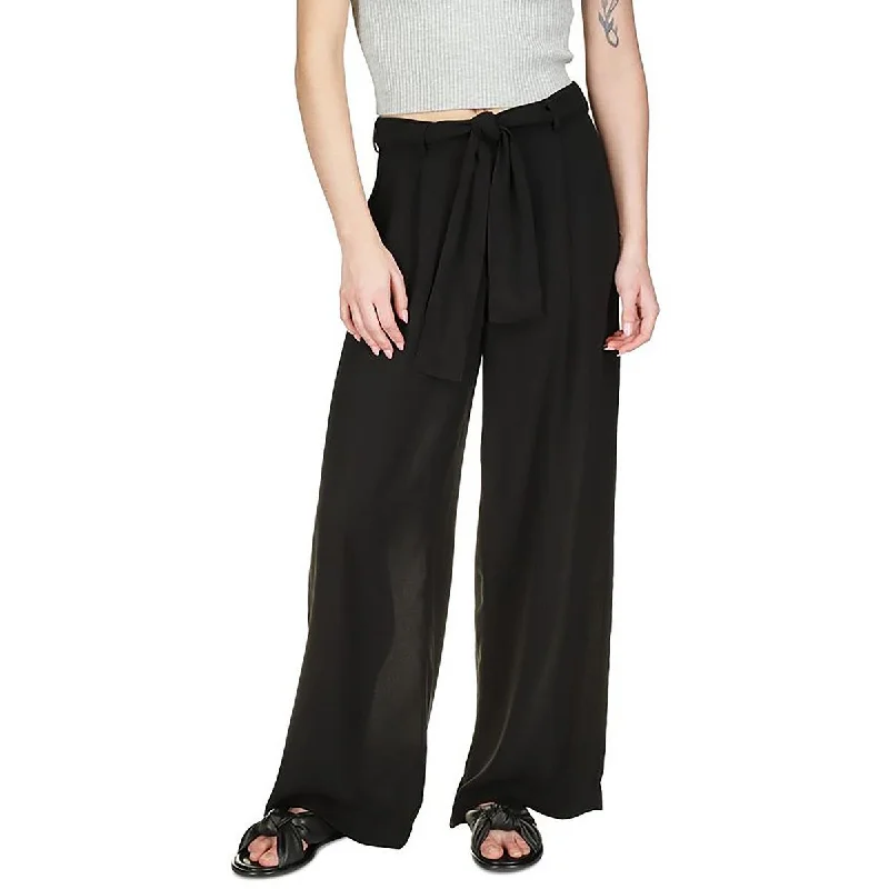 MICHAEL Michael Kors Womens Petites Sheer Crepe Wide Leg Pants Comfy Zip-Up Pants