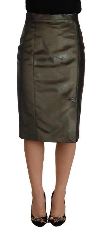 GF Ferre Chic High Waist Pencil Midi Skirt high slit skirt