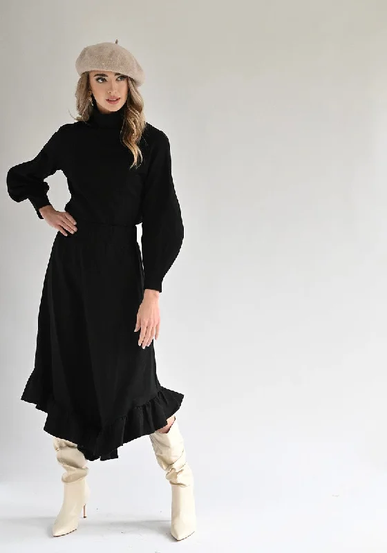 BYRD Ports Ponte Skirt ruffled skirt detail