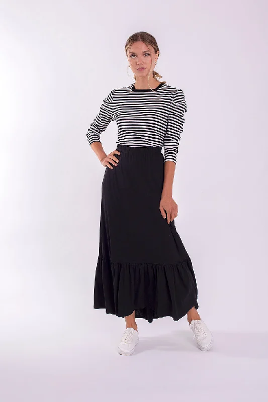 Monn Ruffle Bottom Maxi Skirt chiffon skirt flowing