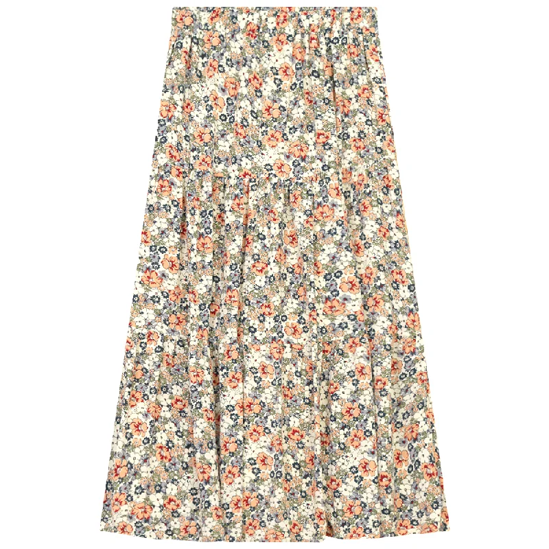 Birch Midi Floral Tiered Skirt linen skirt airy