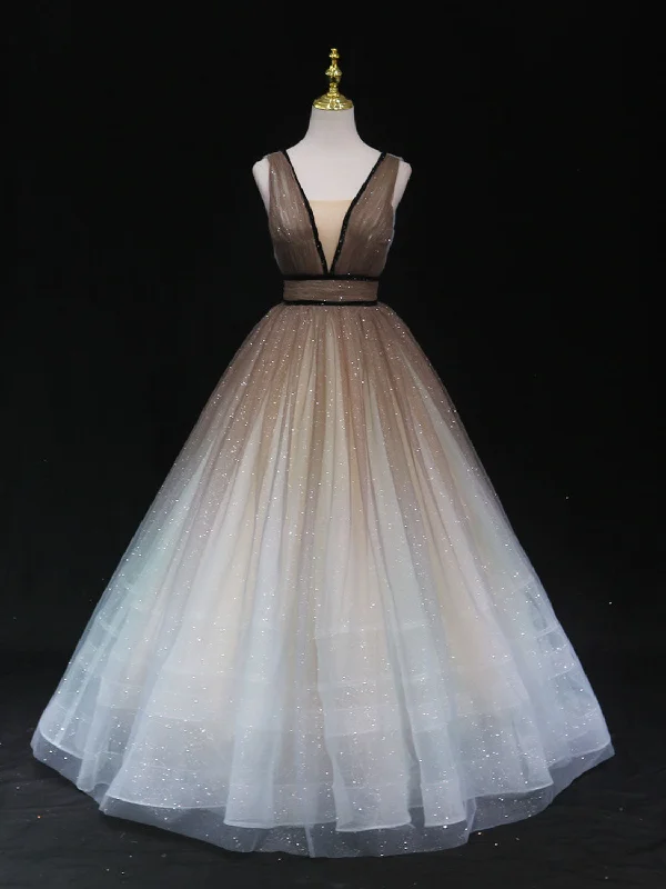 Aline V Neck Tulle Long Prom Dress Tulle Long Formal Graduation Dresses Tunics Floral girly Aline V Neck Tulle Long Prom Dress Tulle Long Formal Graduation Dresses Tunics Floral girly