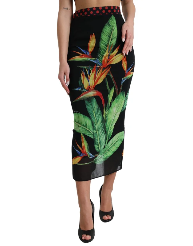 Dolce & Gabbana Floral High Waist Silk Midi Skirt silk skirt smooth
