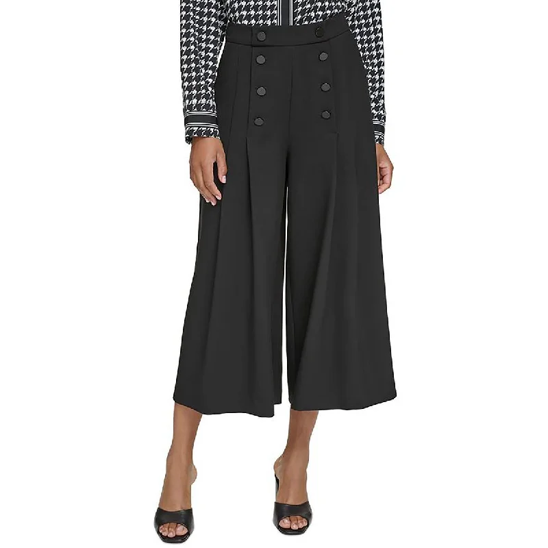 Karl Lagerfeld Womens Button Sailor Wide Leg Pants Comfortable Denim Pants