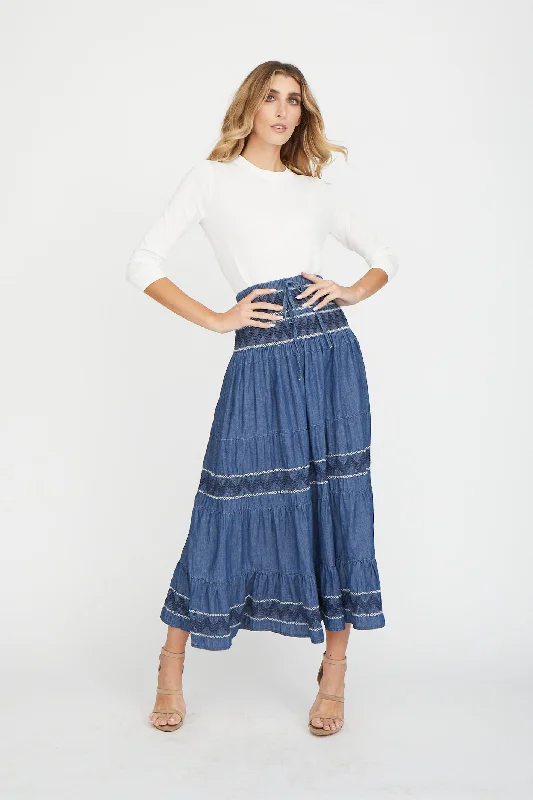 Parcelle Zig Zag Stitching Skirt denim skirt classic