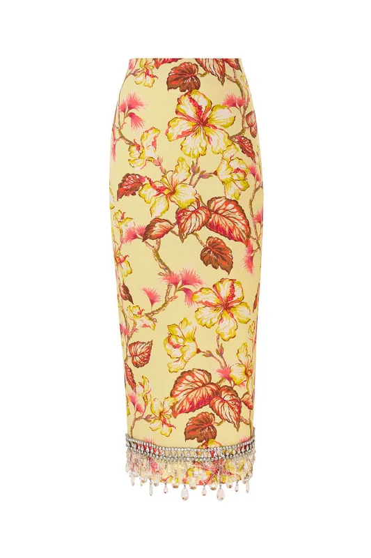 Matchmaker Diamante Skirt | Yellow Hibiscus corduroy skirt durable