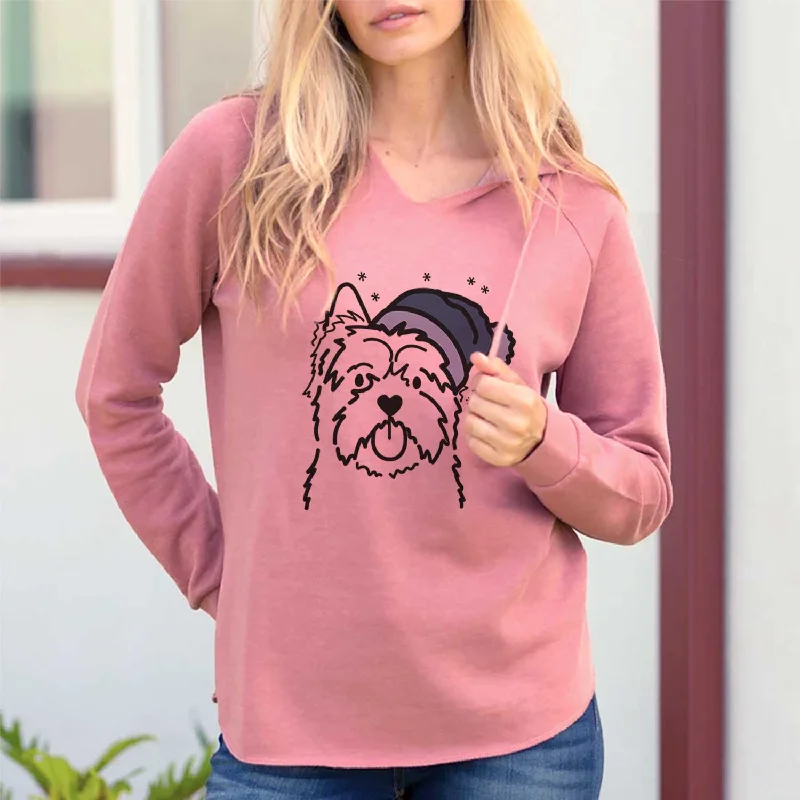 Frosty Cairn Terrier - Cali Wave Hooded Sweatshirt Hoodie with Ribbed Hem Stretchable Secure Frosty Cairn Terrier - Cali Wave Hooded Sweatshirt Hoodie with Ribbed Hem Stretchable Secure