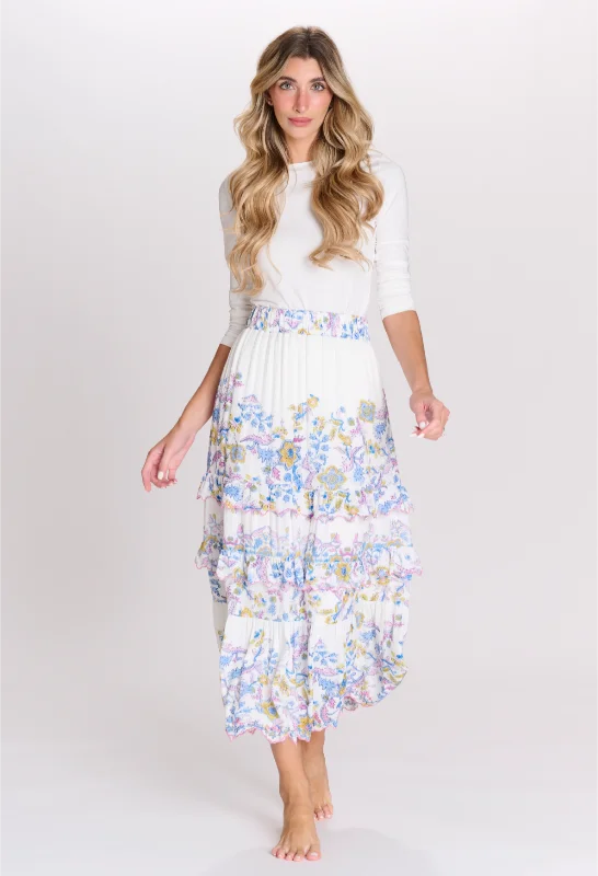 Paper Parachute Floral Ruffled Layered Skirt denim skirt classic