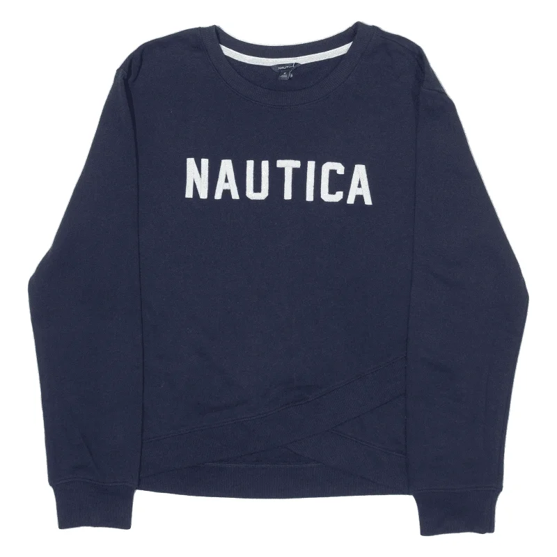 NAUTICA Sweatshirt Blue Womens M Hoodie with High Neck Warm Protective