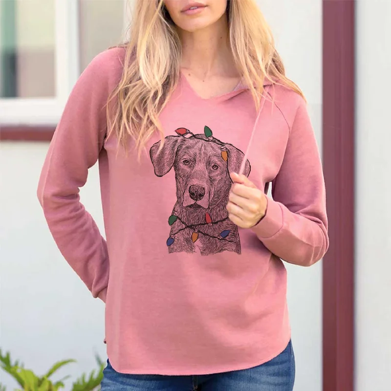 Christmas Lights Tom the Lab Dane Mix - Cali Wave Hooded Sweatshirt Hoodie with Gradient Ombre Colorful Christmas Lights Tom the Lab Dane Mix - Cali Wave Hooded Sweatshirt Hoodie with Gradient Ombre Colorful