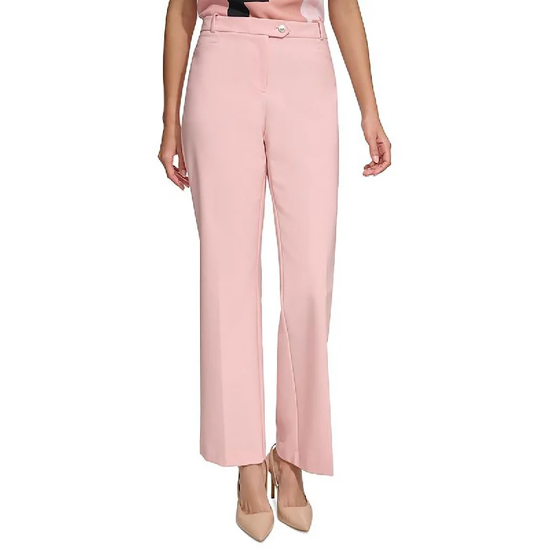 Calvin Klein Womens Stretch High Rise Straight Leg Pants Comfy Zip-Up Pants