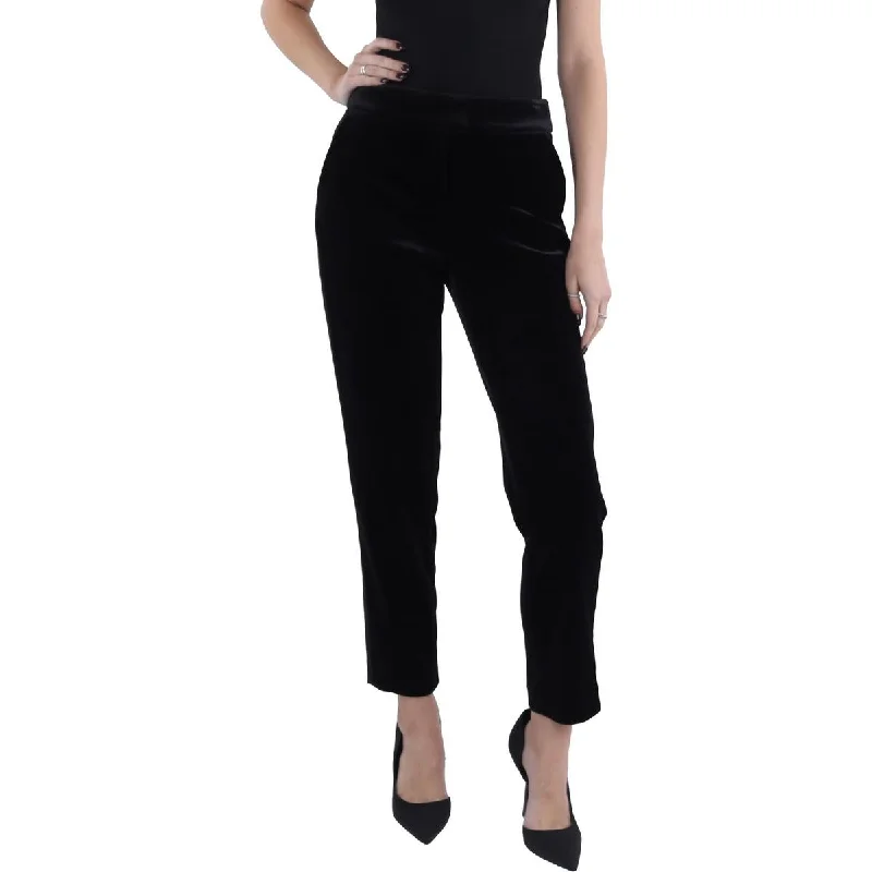 BCBGMAXAZRIA Womens Velvet Pockets Straight Leg Pants Formal Slim Pants