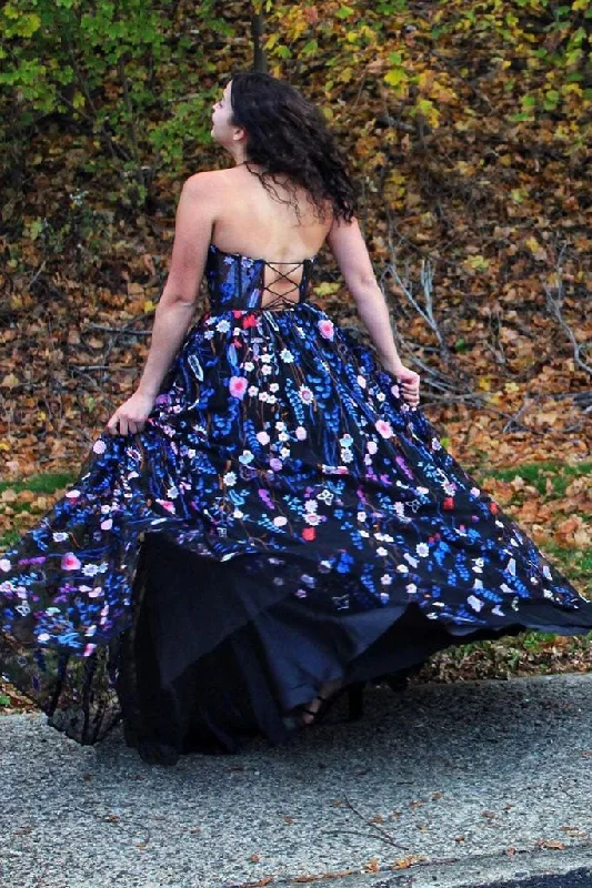 Strapless Embroidery Formal A-line Long Prom Dress Evening Party Dress OK1323 Tunics Floral girly Strapless Embroidery Formal A-line Long Prom Dress Evening Party Dress OK1323 Tunics Floral girly