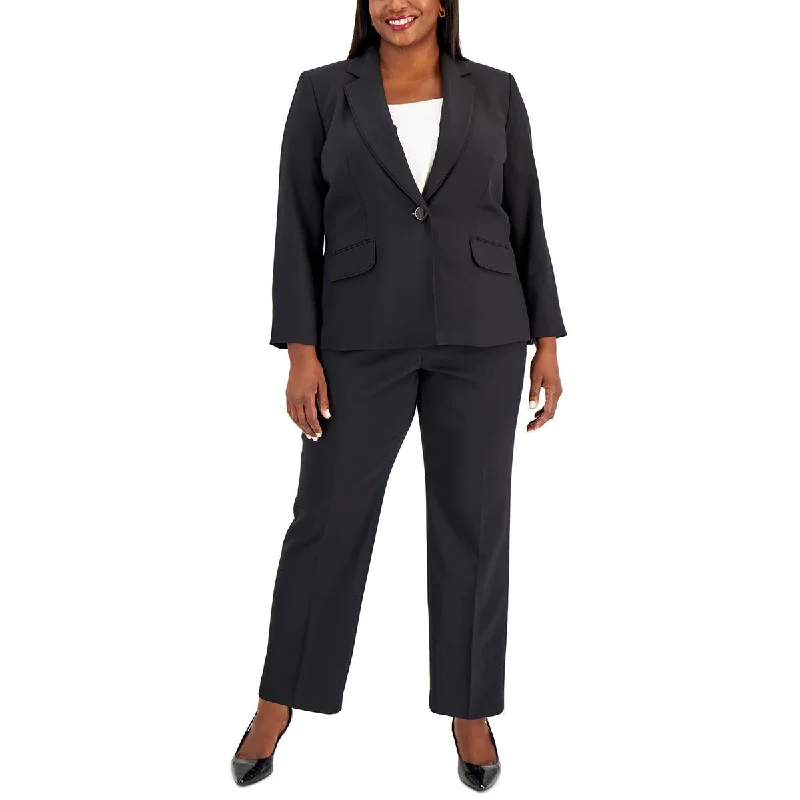 Le Suit Womens Plus Solid  Dress Pants Stylish Elastic Waist Pants