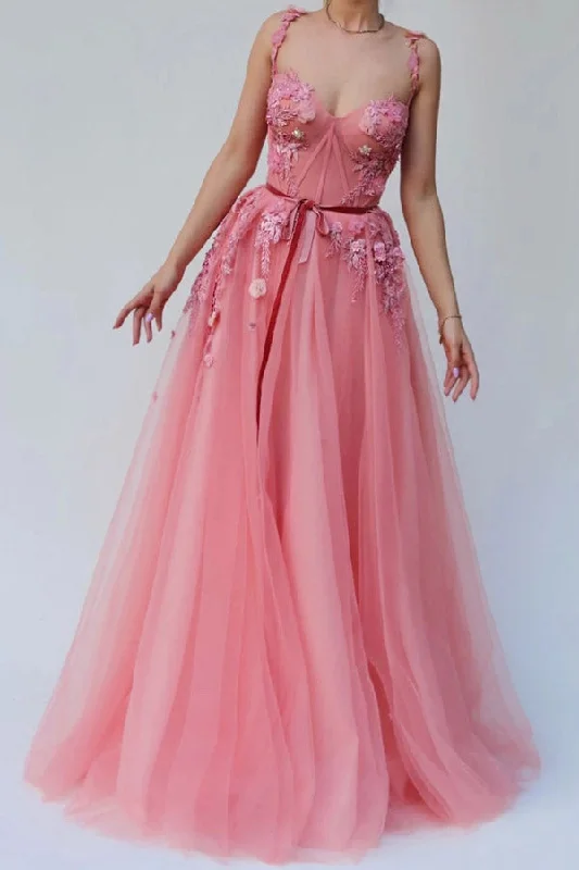 Sweetheart Rouge Tulle Long Prom Dress Floral Party Dress Tunics Favorite customer