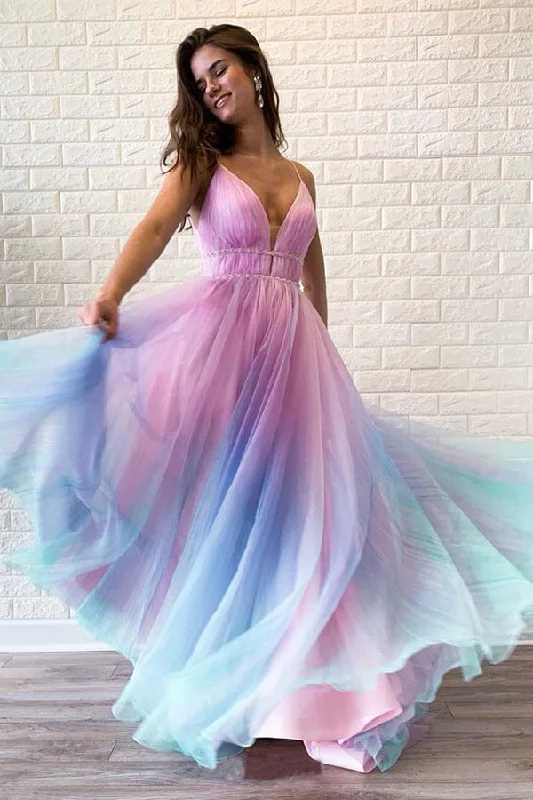 Multi Colored Prom Dress Ombre Party Dress Whit Beading Tunics Exclusive limited