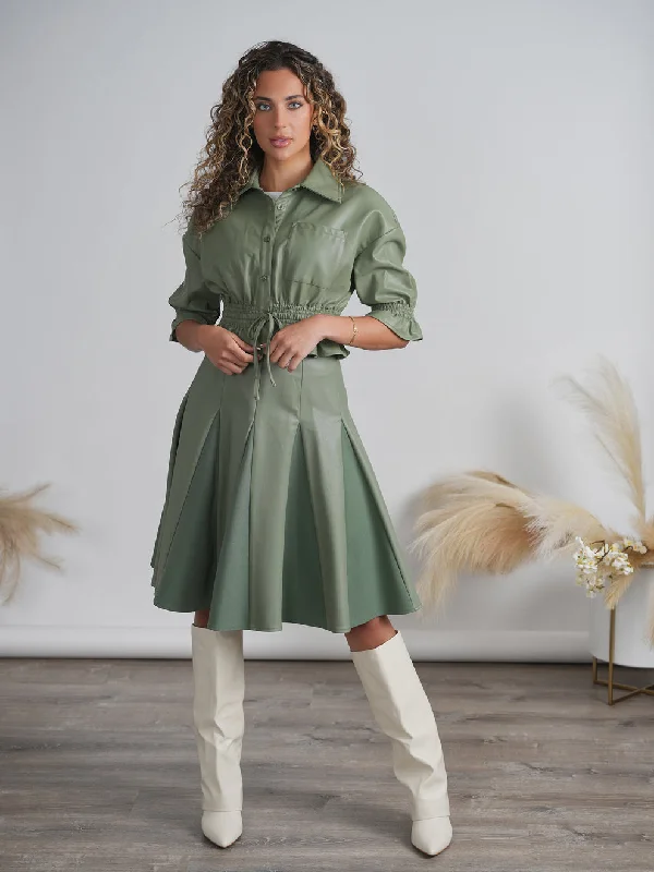 Front Row Leather Fit & Flair Skirt lace skirt intricate