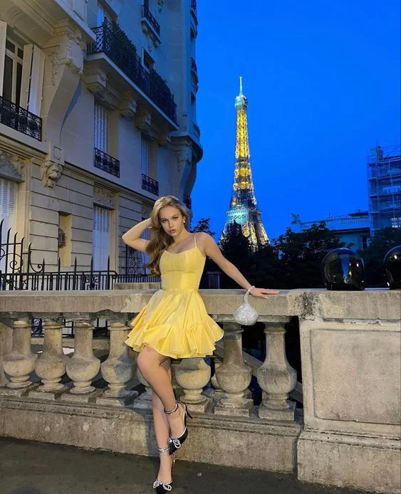 Yellow Straps A-Line Homecoming Dress Short Party Dress,DP1705 Tunics Mesh breathable Yellow Straps A-Line Homecoming Dress Short Party Dress,DP1705 Tunics Mesh breathable