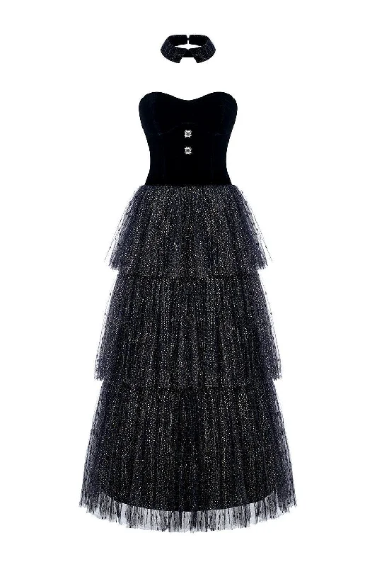 Esther Layered Sweetheart Neck Tulle Ankle Length Dress Tunics Modern contemporary