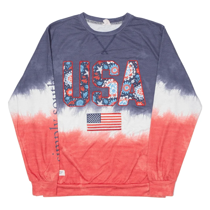 SIMPLY SOUTHERN USA Sweatshirt Blue Womens S Hoodie with Cuffed Sleeves Snug Secure