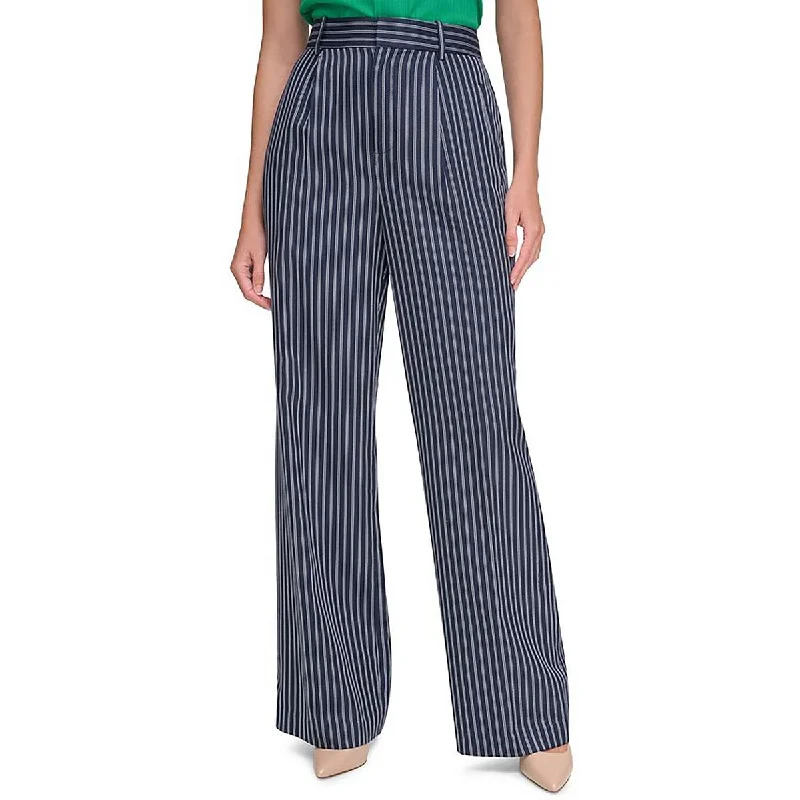 Tommy Hilfiger Womens Pin Stripe Wide Leg Wide Leg Pants Comfortable Denim Pants