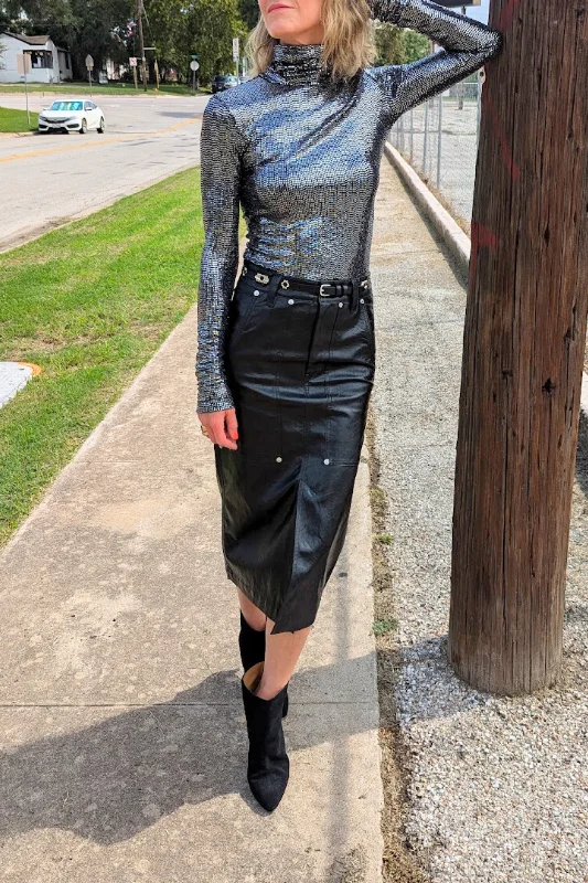 Angele Midi Skirt | Black chiffon skirt airy