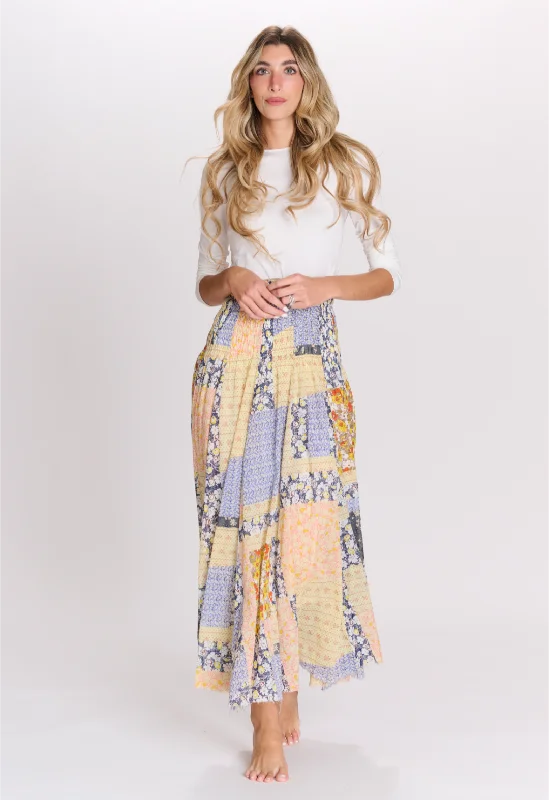 Paper Parachute Gathered Printed Skirt midi skirt versatile