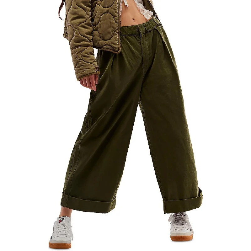 Free People Womens After Love High Rise Cuffed Wide Leg Pants Trendy Printed Leggings