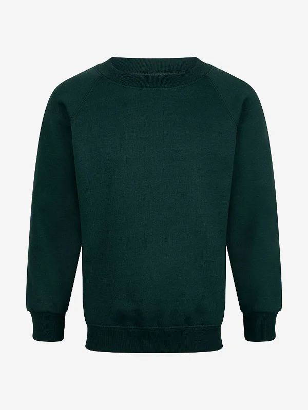 Zeco Kids School Crew Neck Sweatshirt in Green Zip Hoodie Drawstring Kangaroo Pocket