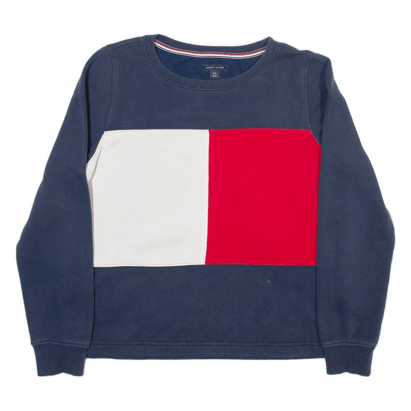 TOMMY HILFIGER Womens Sweatshirt Blue S Hoodie with Monochrome Minimalist Simple