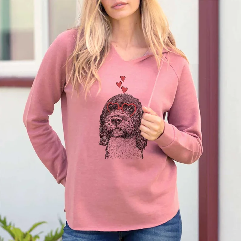 Valentine Chris the Portuguese Water Dog - Cali Wave Hooded Sweatshirt Hoodie with Bell Sleeves Flared Feminine Valentine Chris the Portuguese Water Dog - Cali Wave Hooded Sweatshirt Hoodie with Bell Sleeves Flared Feminine