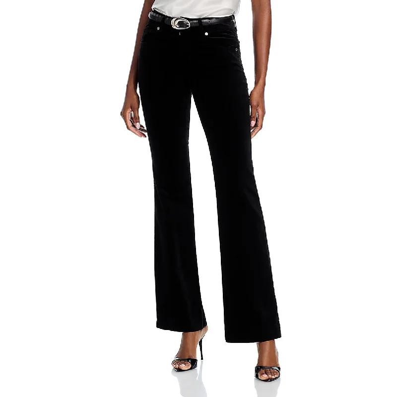 Ramy Brook Womens High Rise Velvet Straight Leg Pants Elegant Wool Trousers