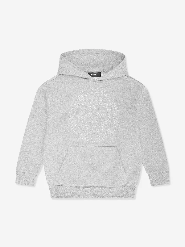 Versace Kids Medusa Logo Hoodie in Grey Hoodie with Lining Warm Insulated