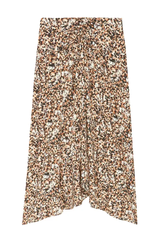Olena Stretch Skirt | Ochre / Ecru elastic waist skirt