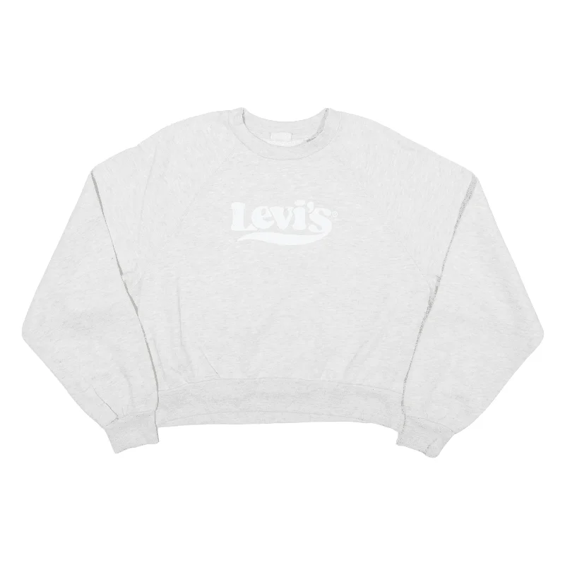 LEVI'S Cropped Womens Sweatshirt Grey S Hoodie with Pastel Soft Subtle