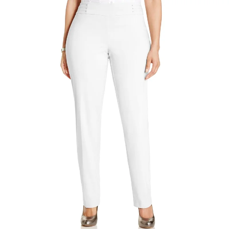 JM Collection Womens Plus Flat Front Slim Leg Casual Pants Wide-Legged Palazzos