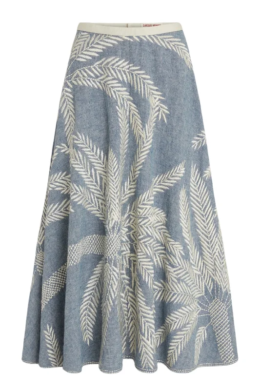 Tasha Skirt 3 Palm Embroidery | Blue mini skirt trendy