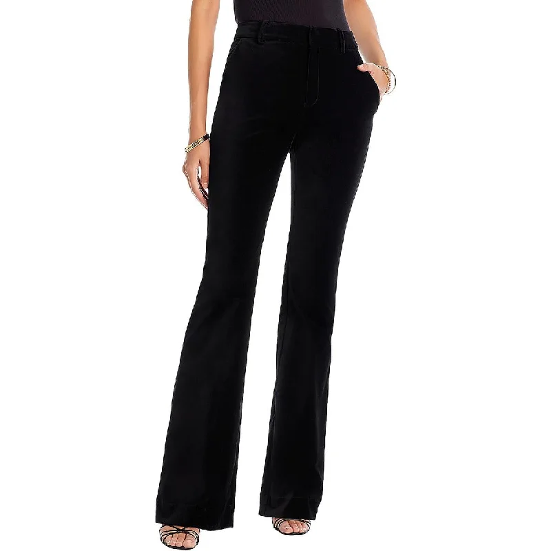 Ramy Brook Womens Lola Velvet Mid-Rise Flared Pants Stylish Harem Pants