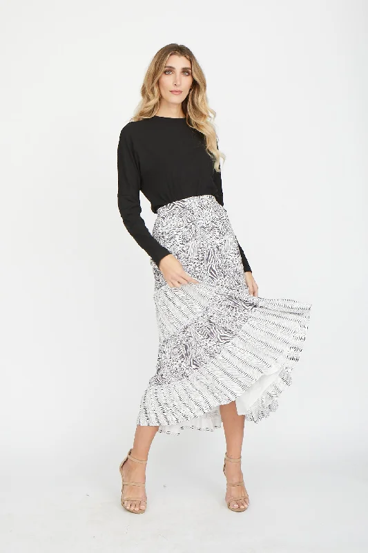 Paper Parachute Animal Print Layered Skirt corduroy skirt textured