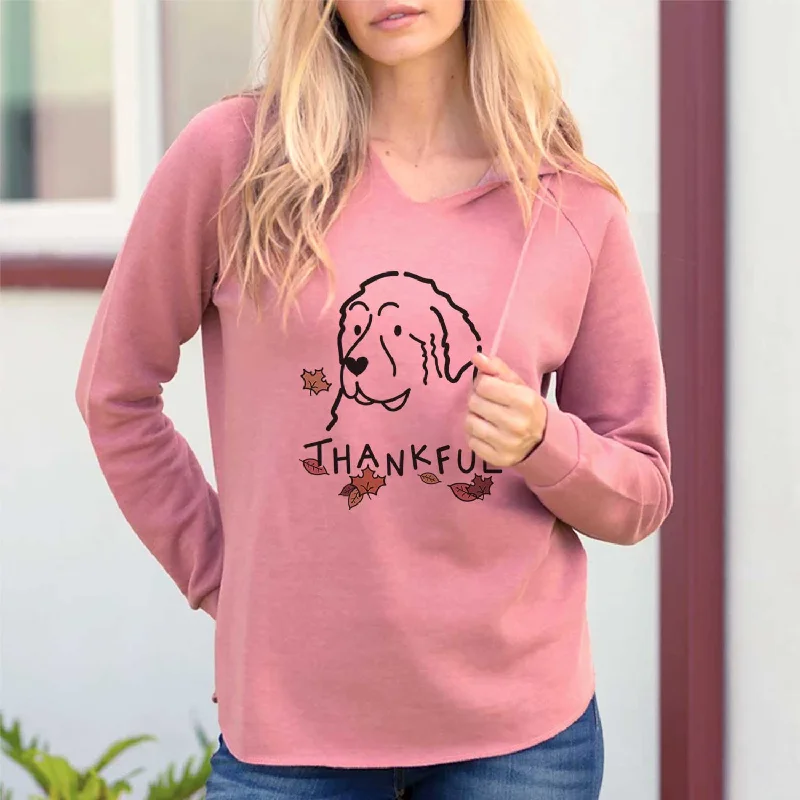 Thankful Great Pyrenees - Cali Wave Hooded Sweatshirt Hoodie Dress Longline Feminine Thankful Great Pyrenees - Cali Wave Hooded Sweatshirt Hoodie Dress Longline Feminine