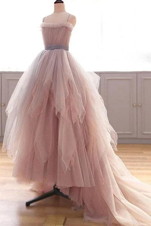 Vintage A-line Spaghetti Straps Blush Prom Dress Puffy Ruffles Party Dress OKU26 Tunics Office stylish Vintage A-line Spaghetti Straps Blush Prom Dress Puffy Ruffles Party Dress OKU26 Tunics Office stylish